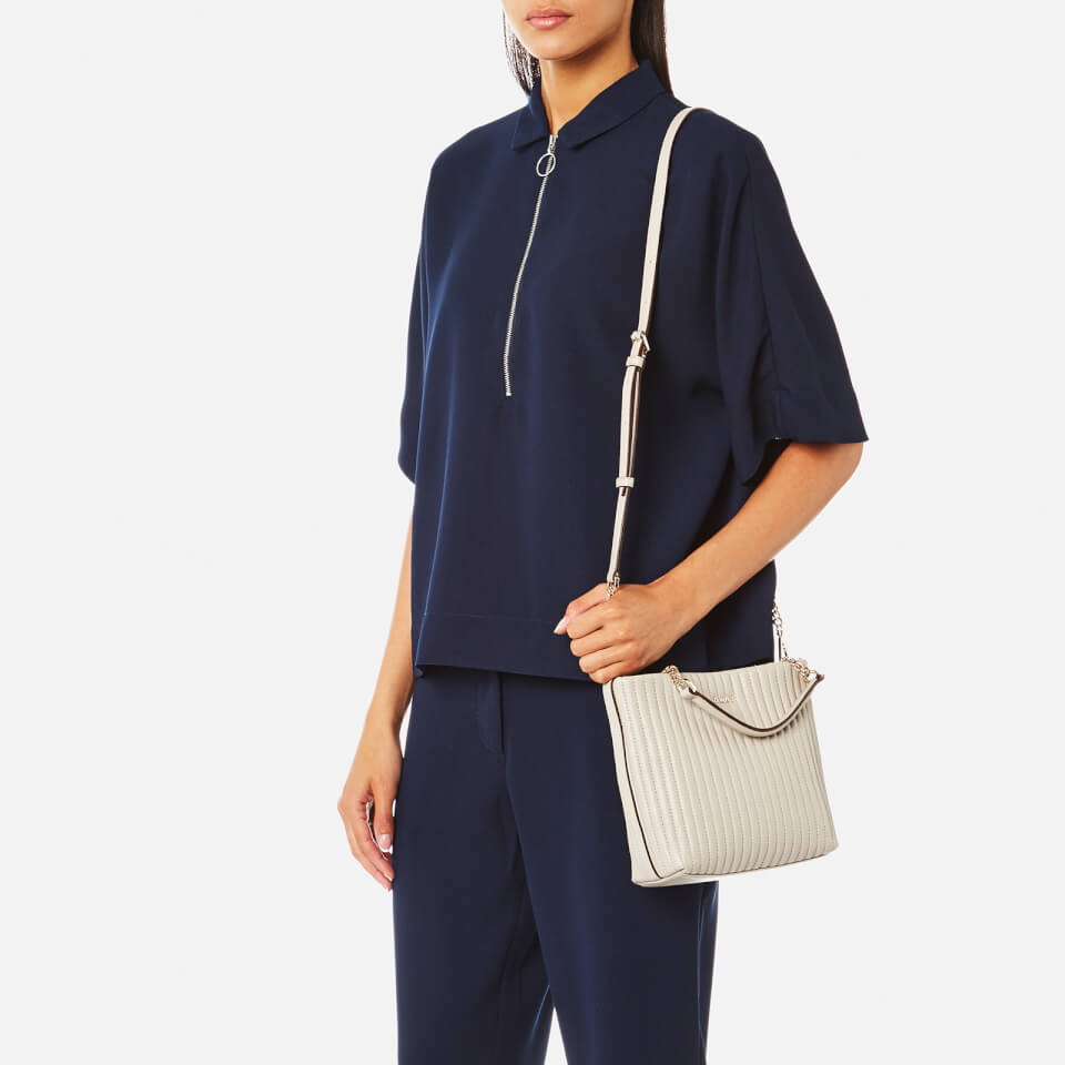 DKNY Women's Pinstripe Quilted Mini Shopper Cross Body Bag - Blush Grey