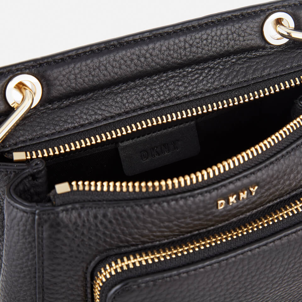 DKNY Women's Pebble Leather Mini Top Handle Cross Body Bag - Black