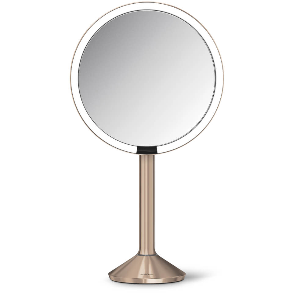 simplehuman Stainless Steel Rechargeable Pro 5x Plus 10x Magnification Sensor Mirror - Rose Gold 20cm