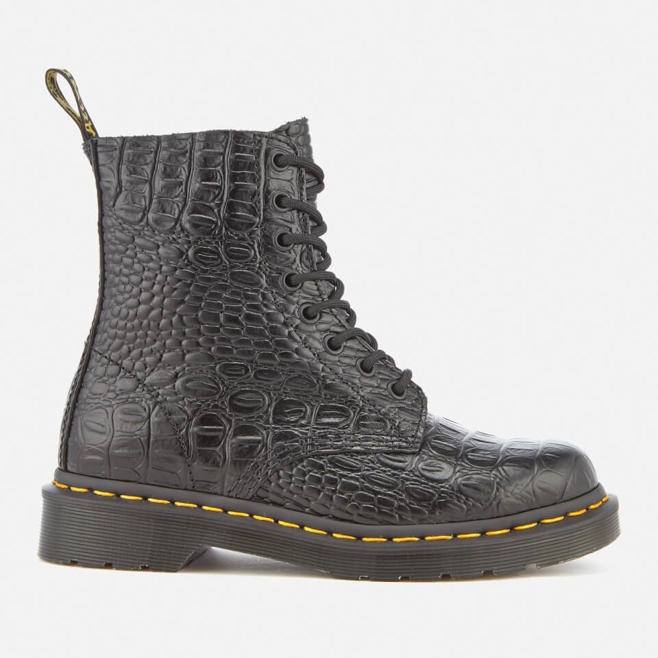 Dr. Martens Women s Pascal Croc Leather 8 Eye Lace Up Boots Black Coggles