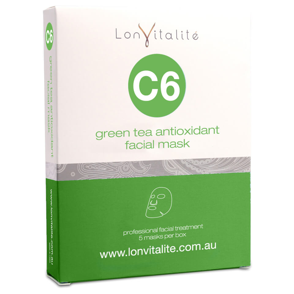Lonvitalite C6 Green Tea Antioxidant Facial Mask 5Pk