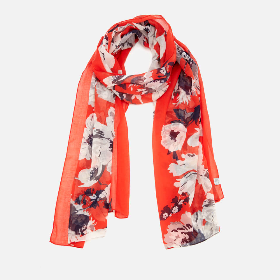 Joules Women's Wensley Woven Scarf - Soft Red Posey