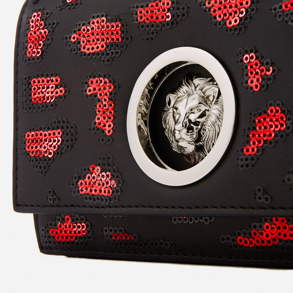 Versus Versace Women's Lion Leopard Sequin Small Chain Clutch Bag - Red/Black