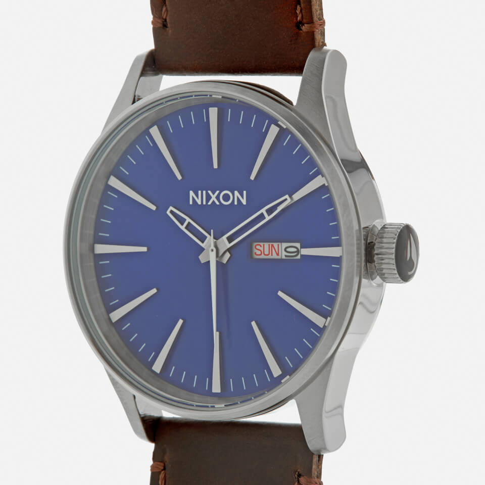 Nixon Men's The Sentry Leather Watch - Blue/Brown