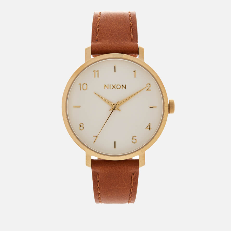 Nixon Women's The Arrow Leather Watch - Gold/White/Saddle