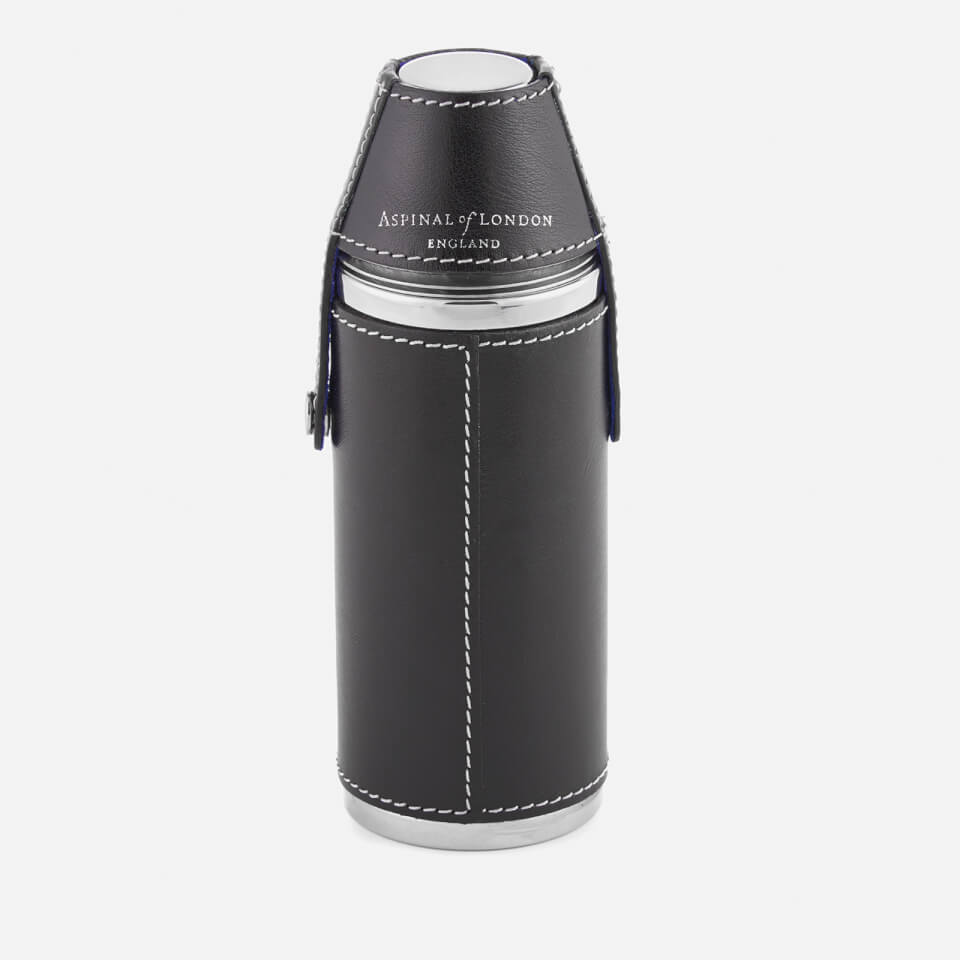 Aspinal of London Men's 6 Inch Hunter Leather Flask - Black