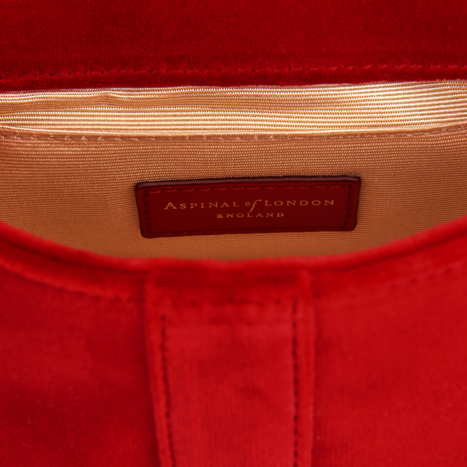 Aspinal of London Women's Lottie Micro Velvet Cross Body Bag - Scarlet