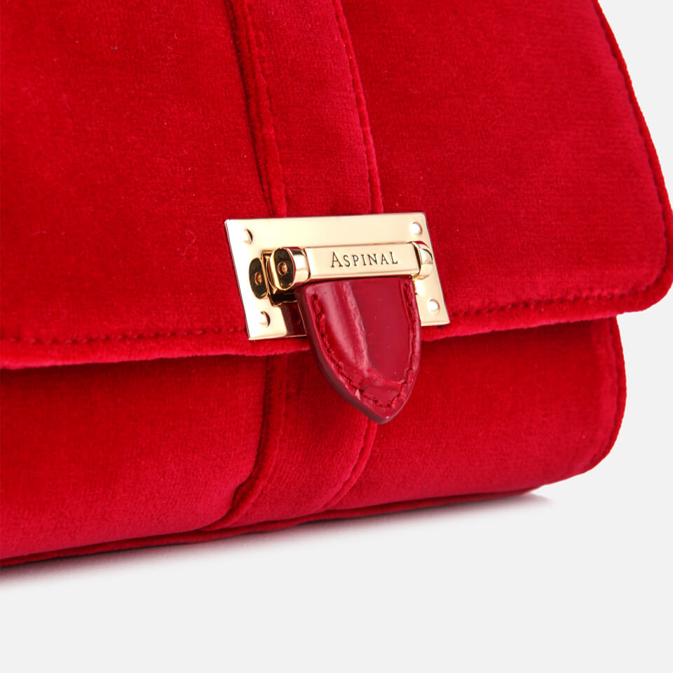Aspinal of London Women's Lottie Micro Velvet Cross Body Bag - Scarlet
