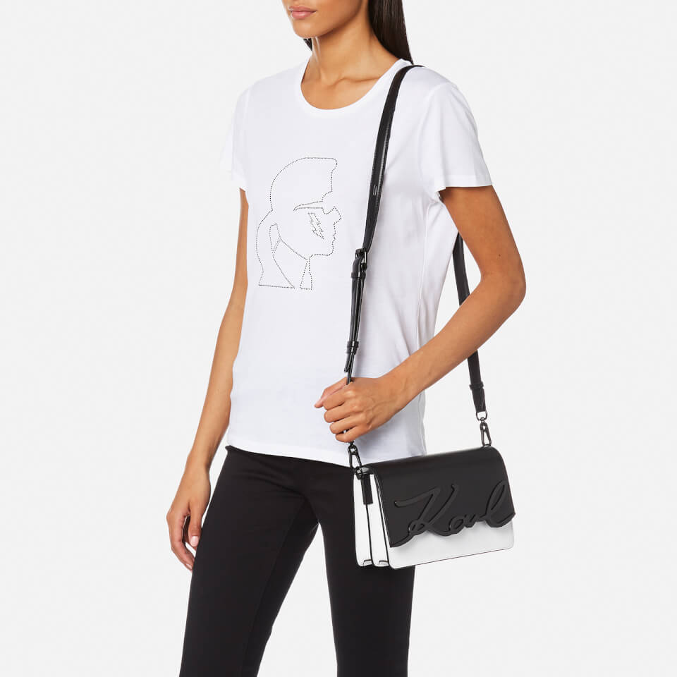 Karl Lagerfeld Women's K/Metal Signature Shoulder Bag - Black/White
