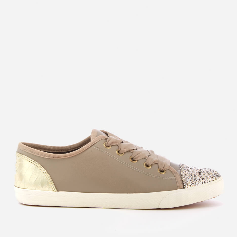 KG Kurt Geiger Women s Lucca Glitter Toe Cap Trainers Nude Allsole