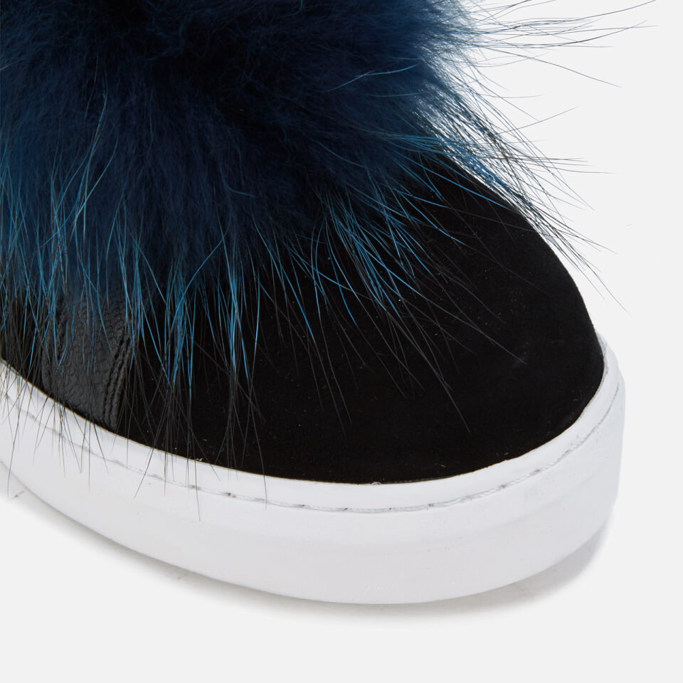KG Kurt Geiger Women s Luxe Suede Pom Toe Slip On Trainers Black Allsole