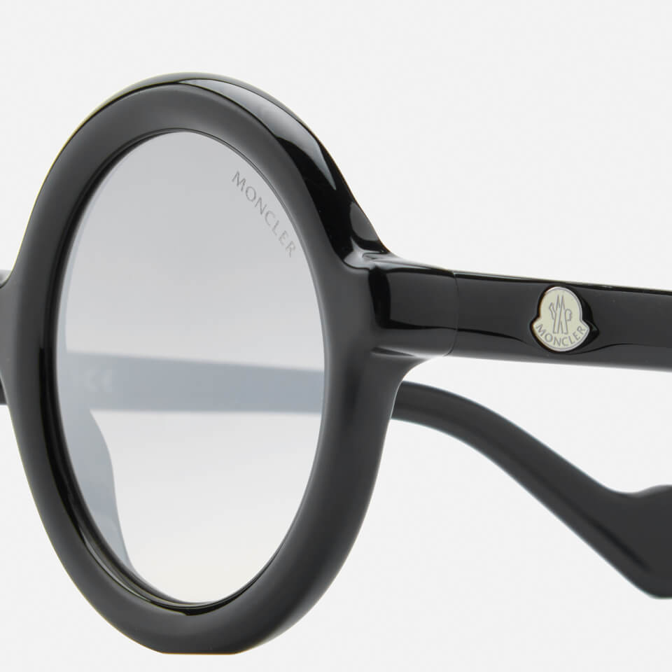 Moncler Women's Round Frame Sunglasses - Shiny Black/Gradient Smoke