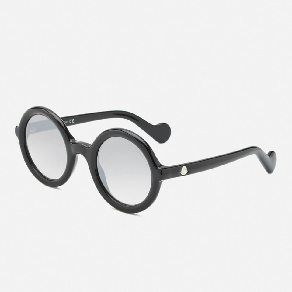 Moncler Women's Round Frame Sunglasses - Shiny Black/Gradient Smoke