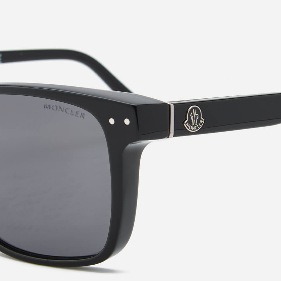 Moncler Men's Square Frame Sunglasses - Shiny Black/Green