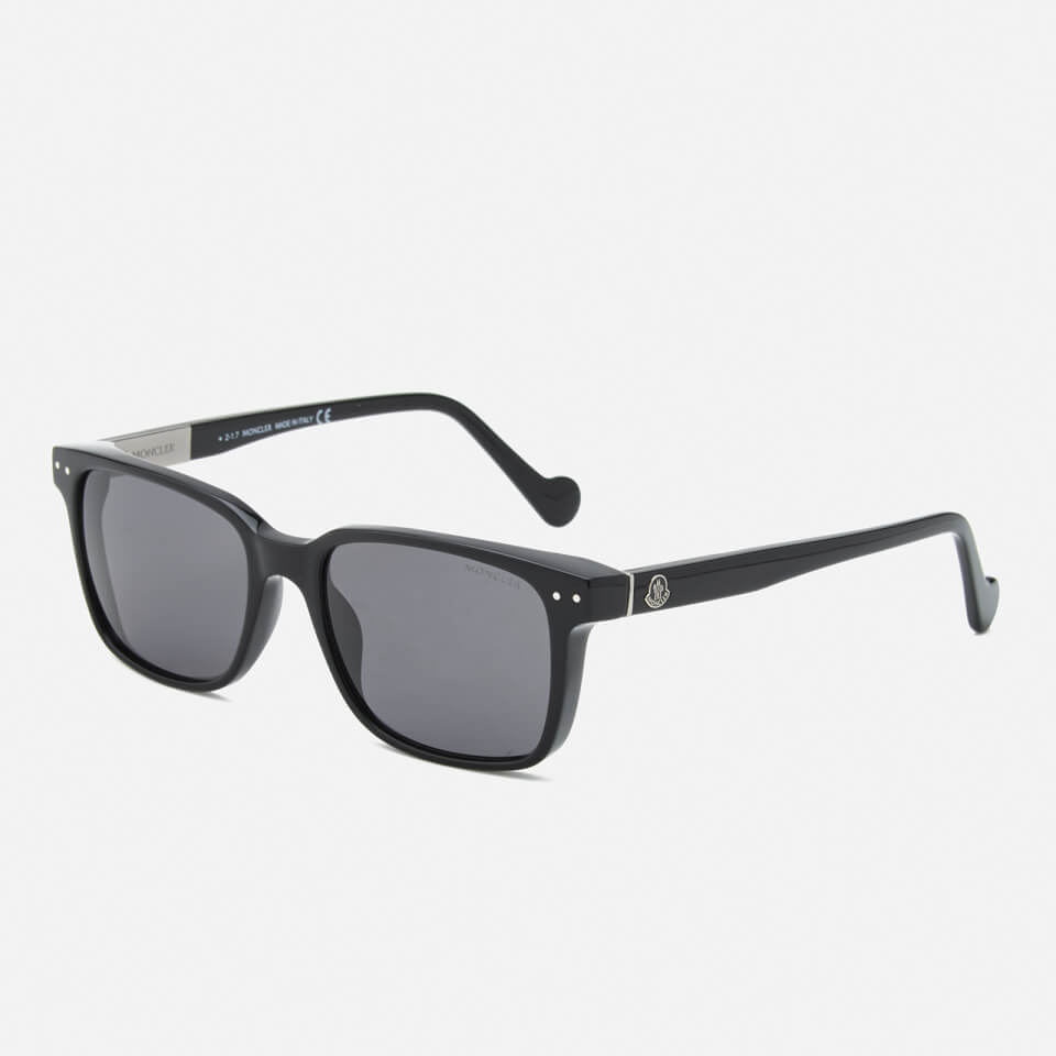 Moncler Men's Square Frame Sunglasses - Shiny Black/Green