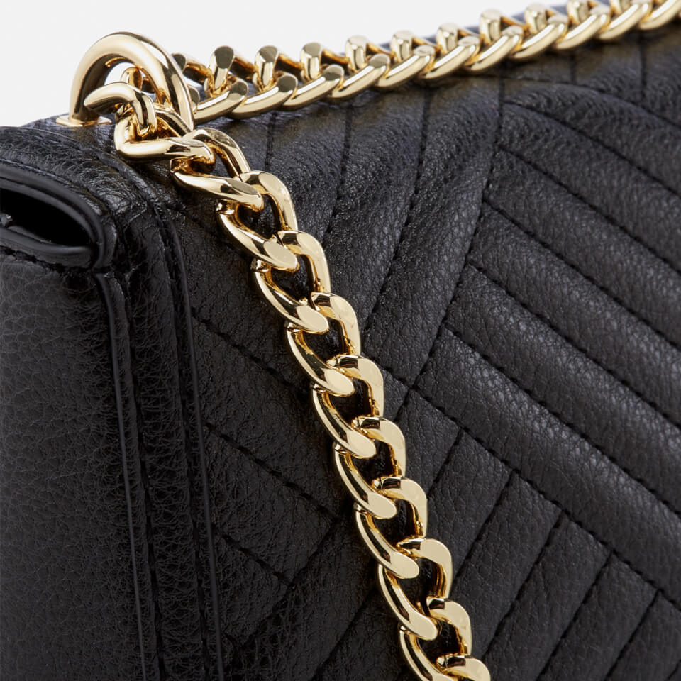 Love Moschino Women's Shiny Quilted Metallic Chain Cross Body Bag - Black