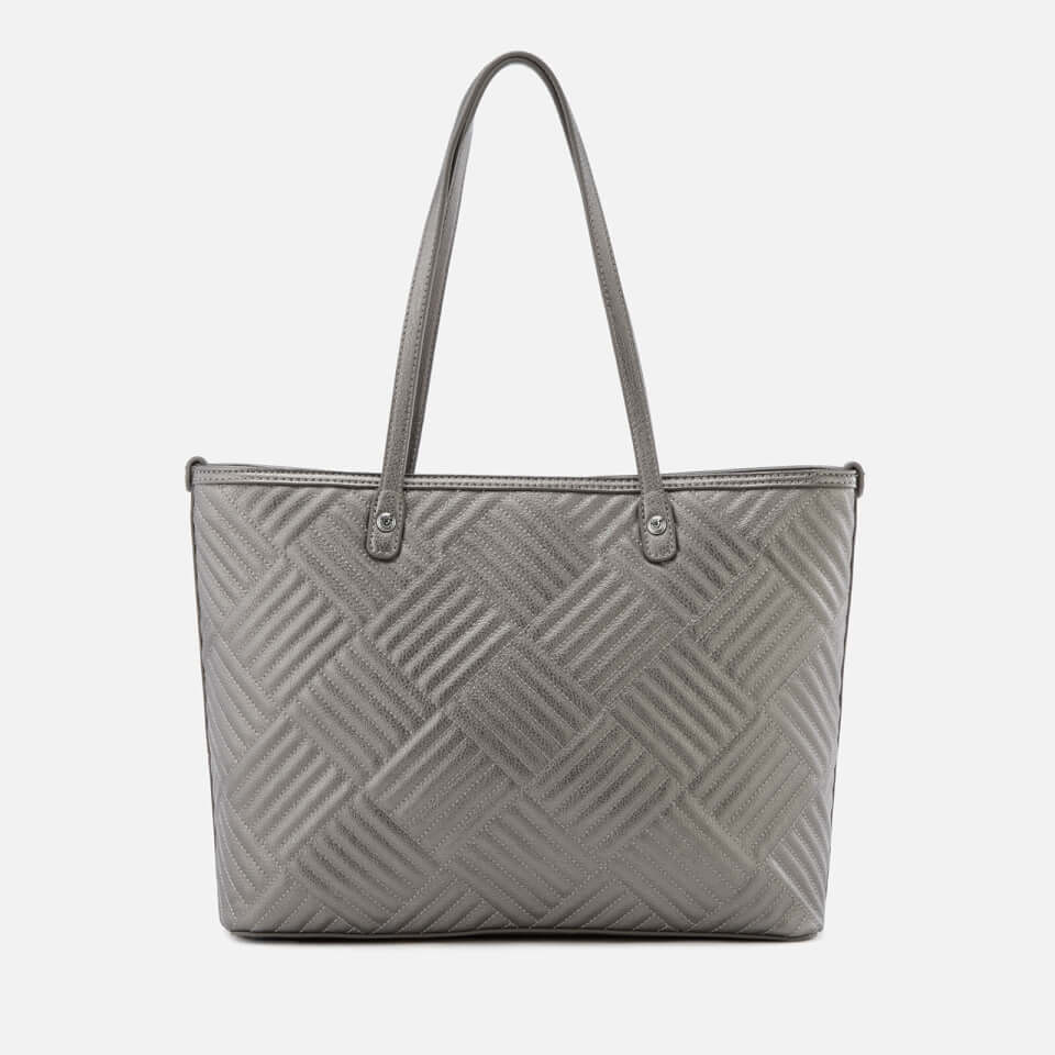 Love Moschino Women's Shiny Quilted Metallic Tote Bag - Pewter