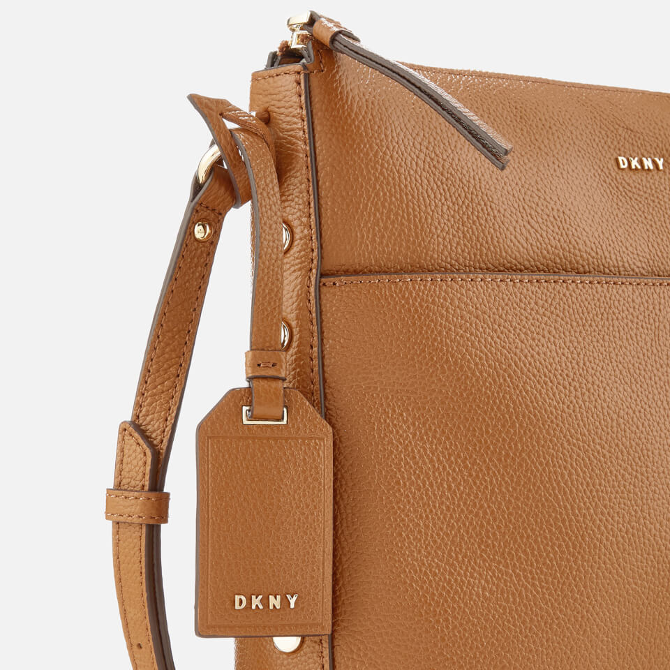 DKNY Women's Chelsea Pebbled Leather Top Zip Cross Body Bag - Camel