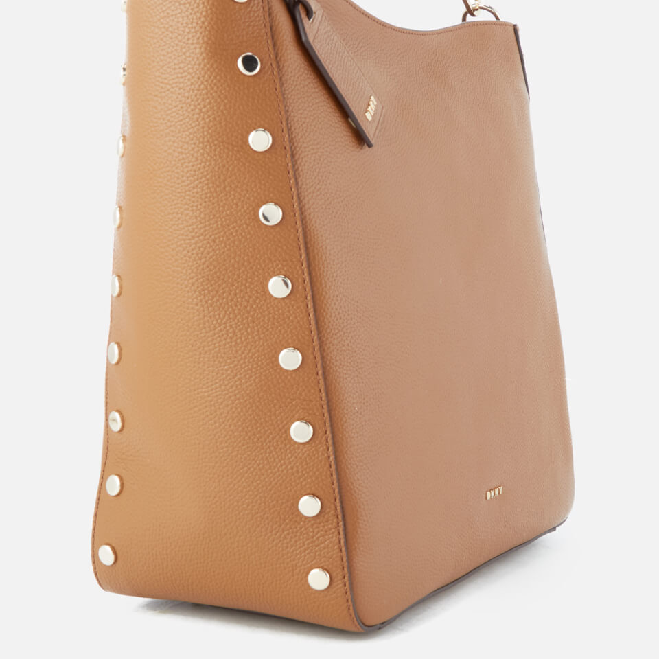 DKNY Women's Chelsea Pebbled Leather Top Zip Hobo Bag - Camel