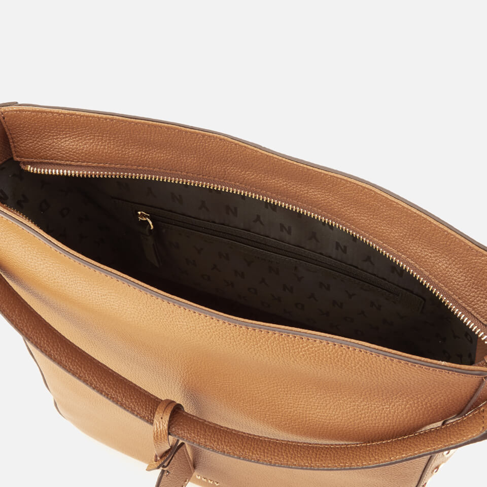 DKNY Women's Chelsea Pebbled Leather Top Zip Hobo Bag - Camel