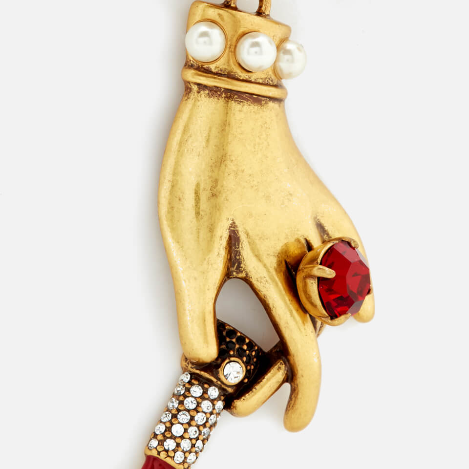 Marc Jacobs Women's Hand with Lipstick Drop Earrings - Antique Gold
