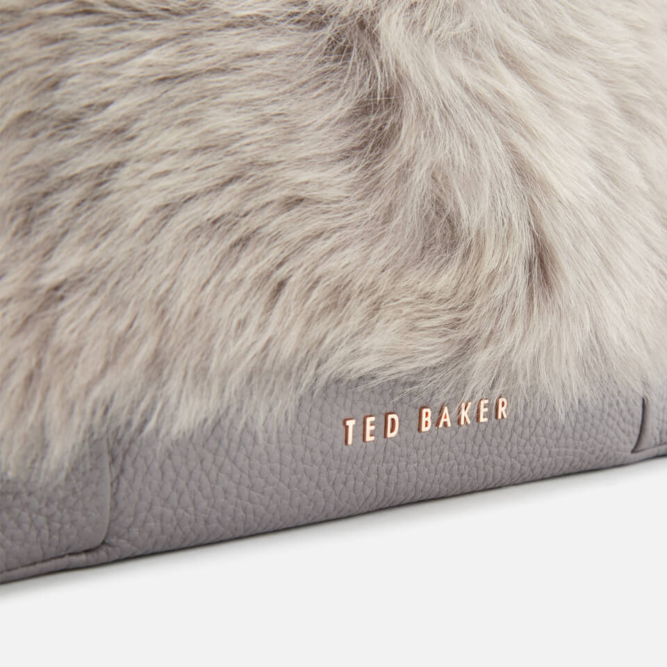 Ted Baker Women's Fuzzi Shearling Flap Cross Body Bag - Mid Grey