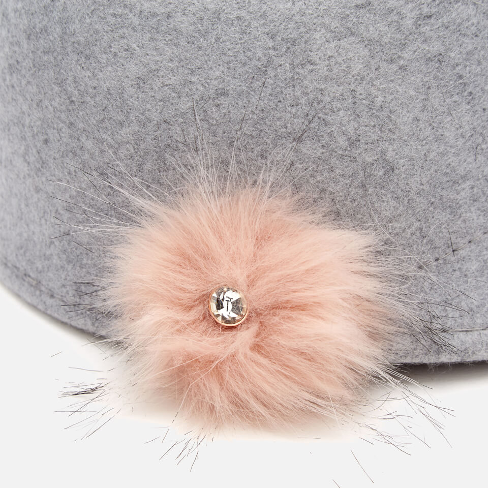 Ted Baker Women's Adabel Faux Fur Pom Pom Felt Hat - Light Grey