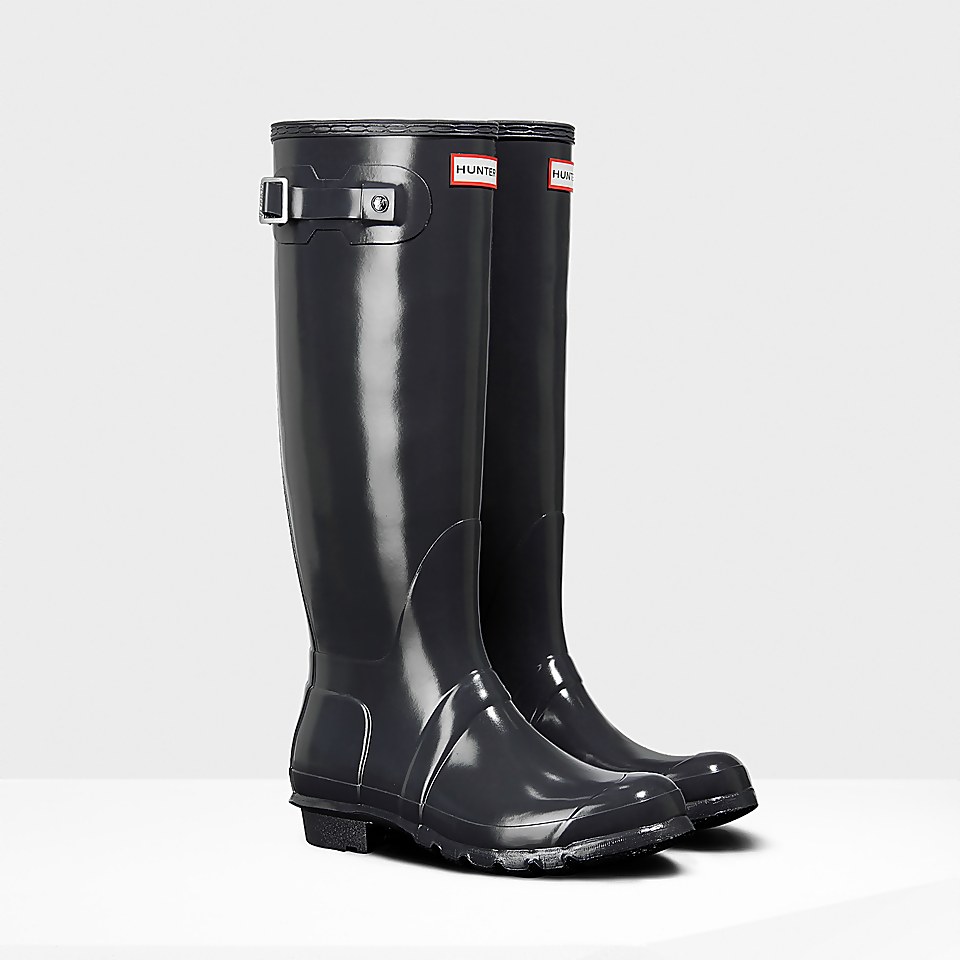 Hunter Women s Original Tall Gloss Wellies Dark Slate Allsole