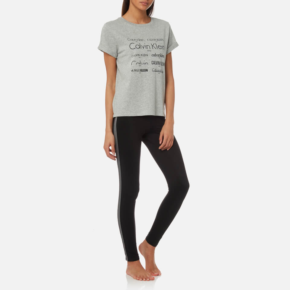 Calvin Klein Women's Short Sleeve Crew Neck T-Shirt - Heritage Logo Grey