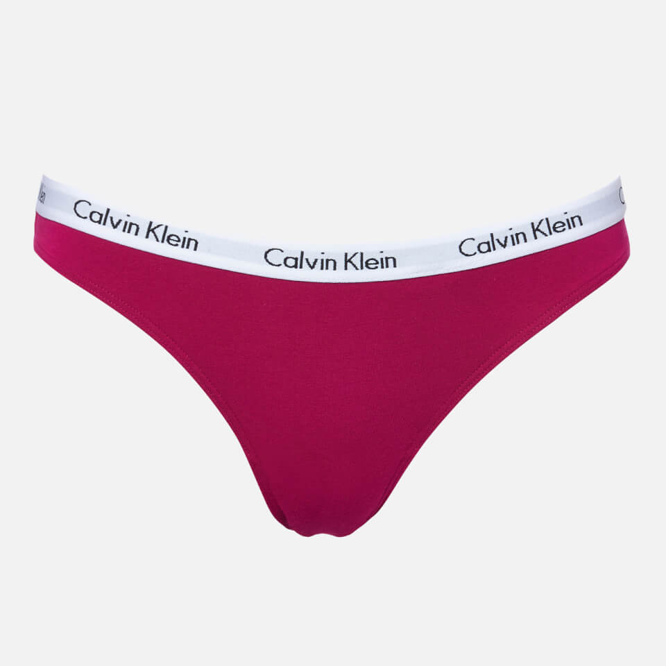 Calvin Klein Women's 3 Pack Thongs - Enthrall/Grey Heather/Simple Stripe Spark/Brazen