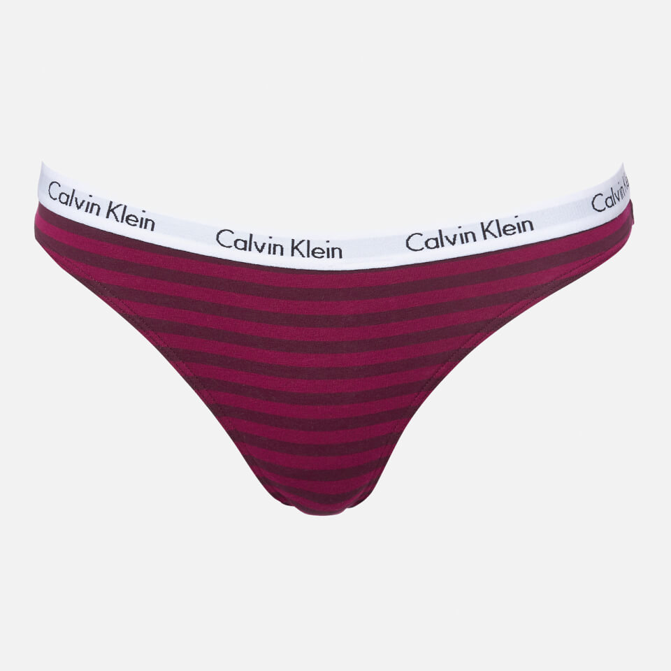 Calvin Klein Women's 3 Pack Thongs - Enthrall/Grey Heather/Simple Stripe Spark/Brazen
