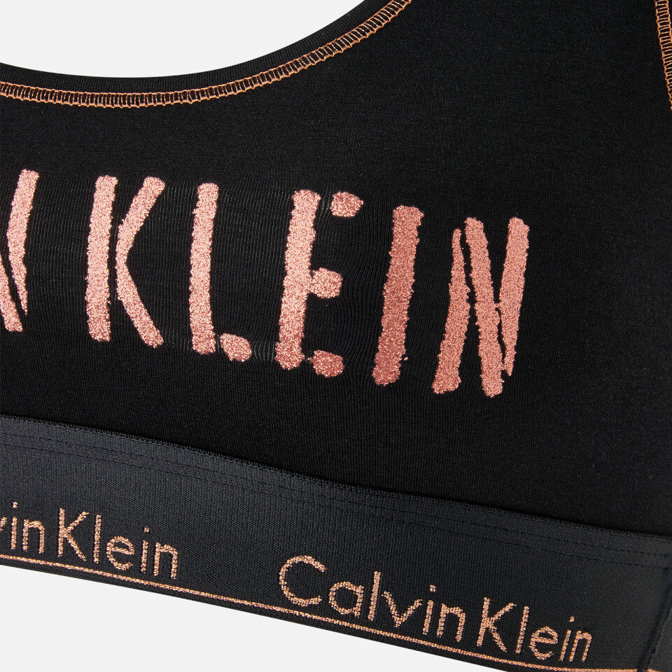 Calvin Klein Women's Unlined Bralette - Black/Rose Gold