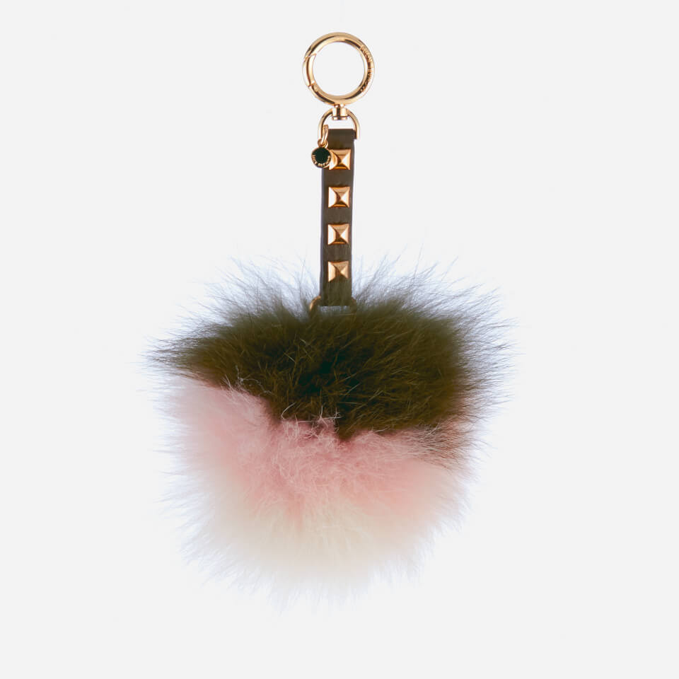 MICHAEL MICHAEL KORS Women's Charms Fur Lollipop Large Pom Pom - Olive/Soft Pink