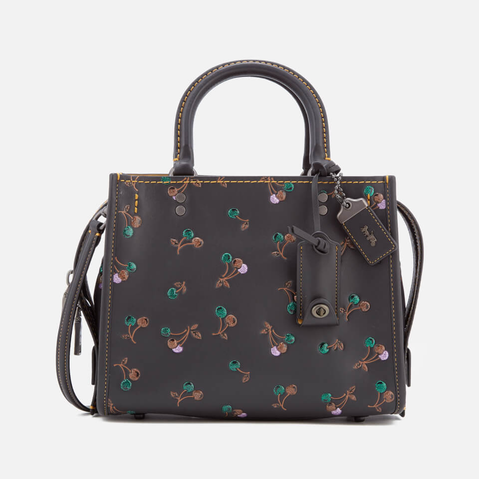 Coach 1941 Women s Cherry Print Rogue Shoulder Bag Black
