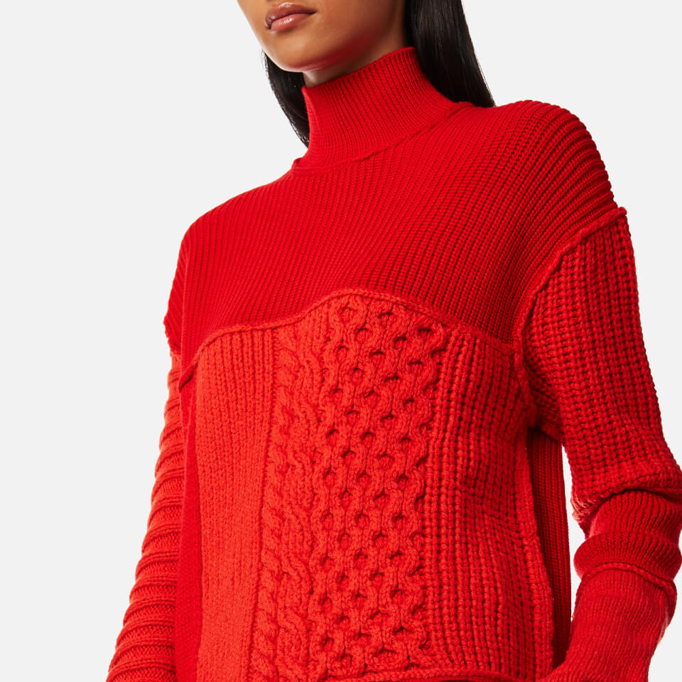 Alexander McQueen CABLE KNIT SKULL SWEATER WITH FUR COLLAR
