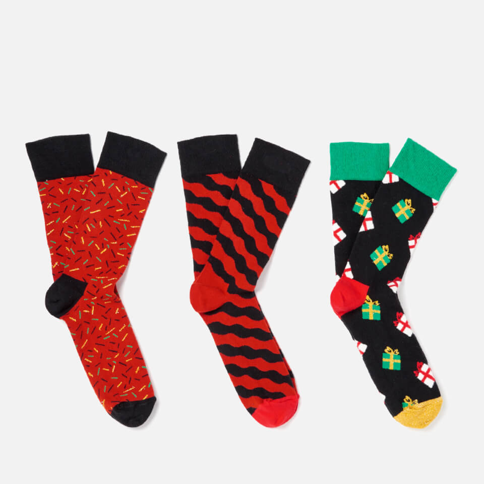 Happy Socks Men's Holiday Singing 3-Pack Socks Box - Multi - EU 41-46