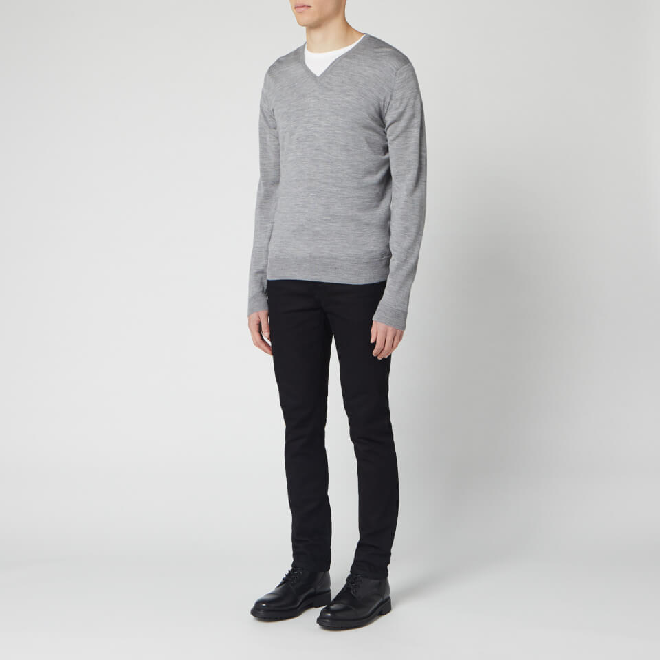 John Smedley Men's Blenheim V-Neck Jumper - Silver | Coggles John Smedley Men's Blenheim V-Neck Jumper - Silver | Coggles