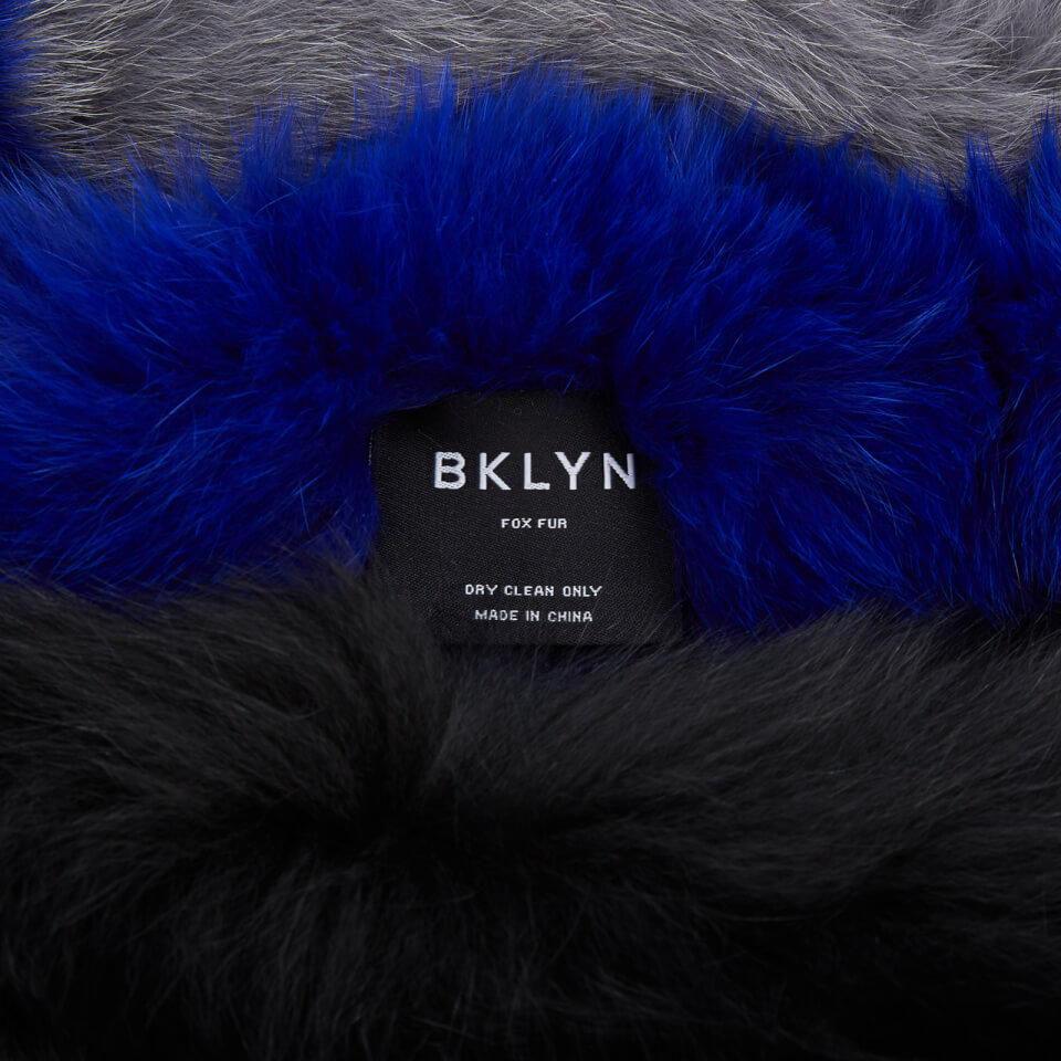 BKLYN Women's Fox Fur Scarf - Electric Blue/Black/Grey