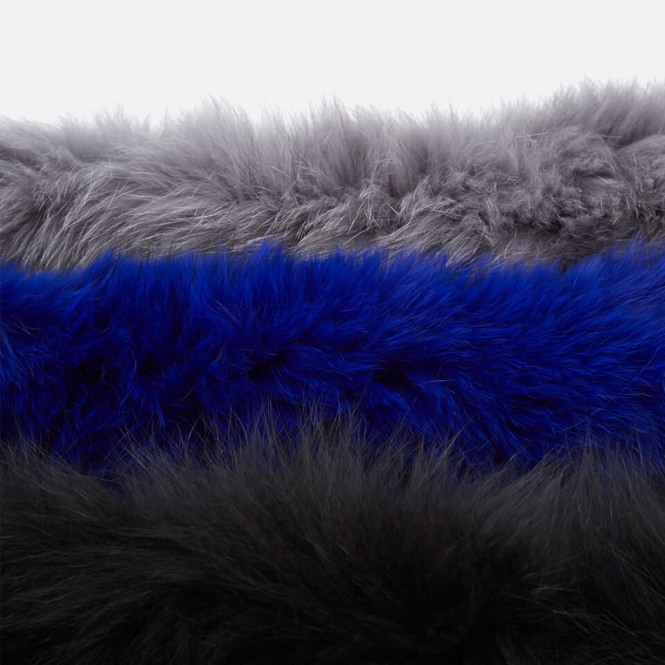 BKLYN Women's Fox Fur Scarf - Electric Blue/Black/Grey