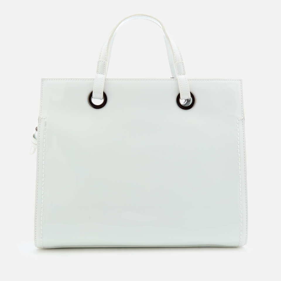 Armani Exchange Women's Structured Patent Tote Bag - White