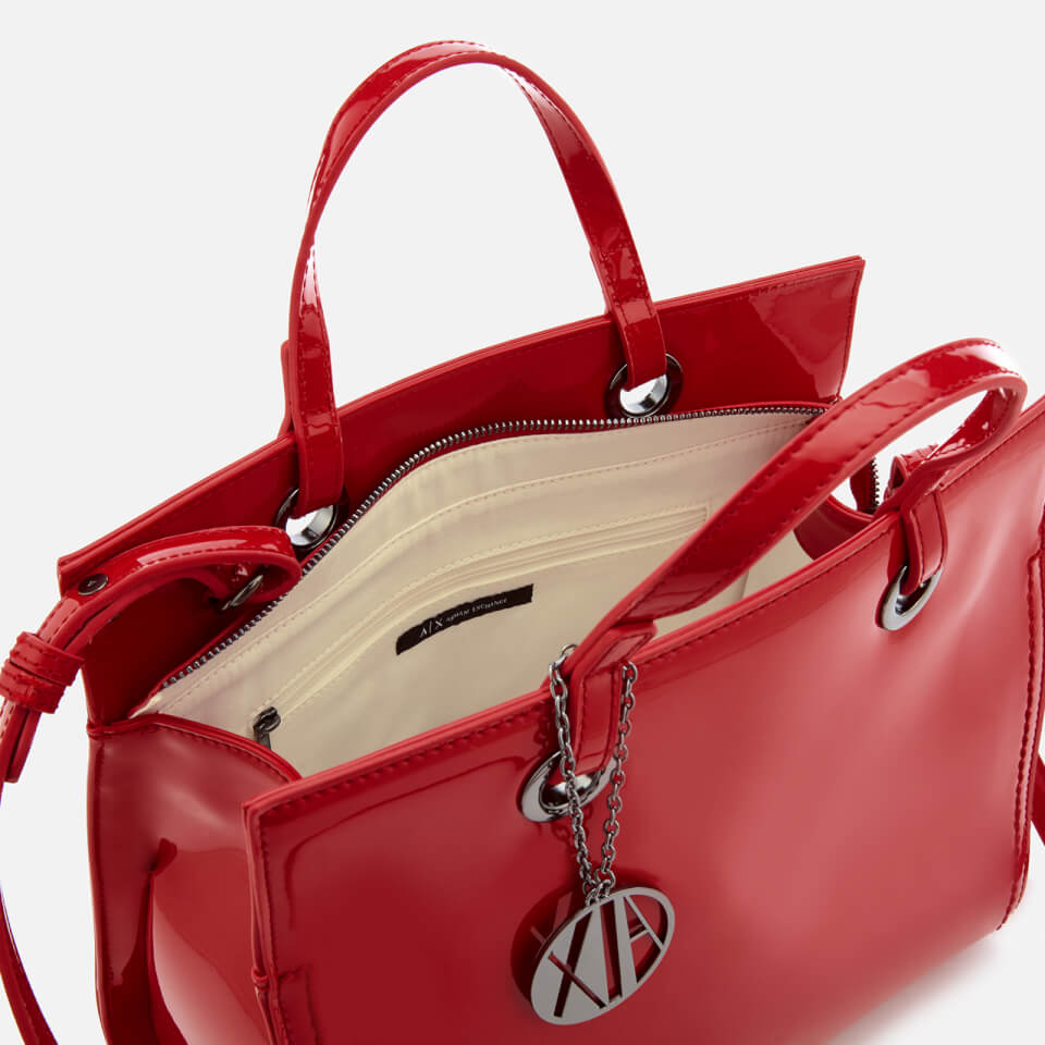Armani Exchange Women's Structured Patent Tote Bag - Red