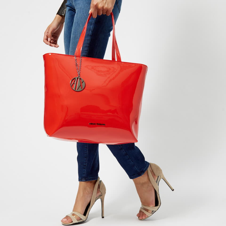 Armani Exchange Women's Patent Tote Bag - Poppy Red