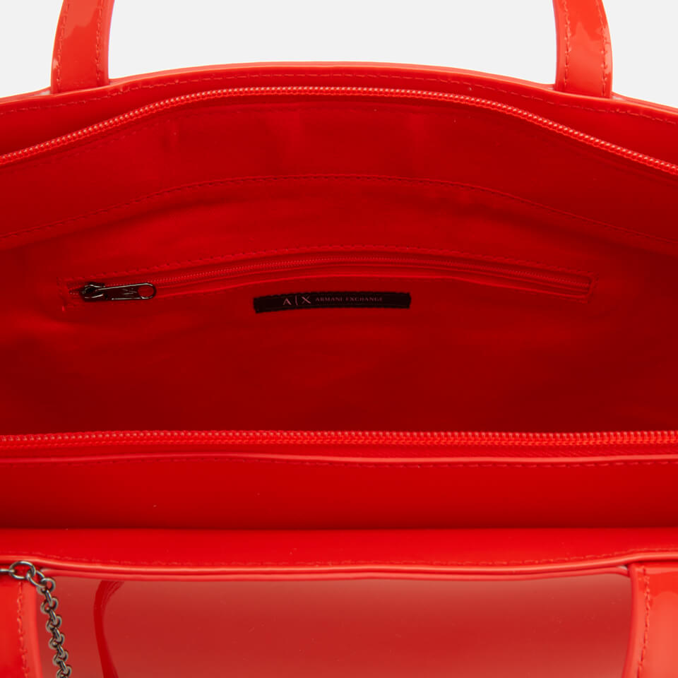 Armani Exchange Women's Patent Tote Bag - Poppy Red