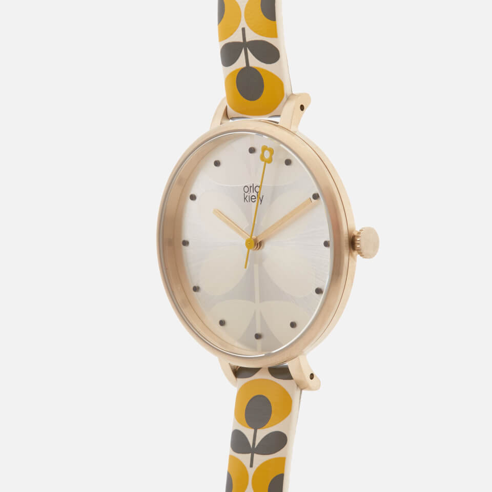 Orla Kiely Women's Ivy Print Leather Watch - Yellow