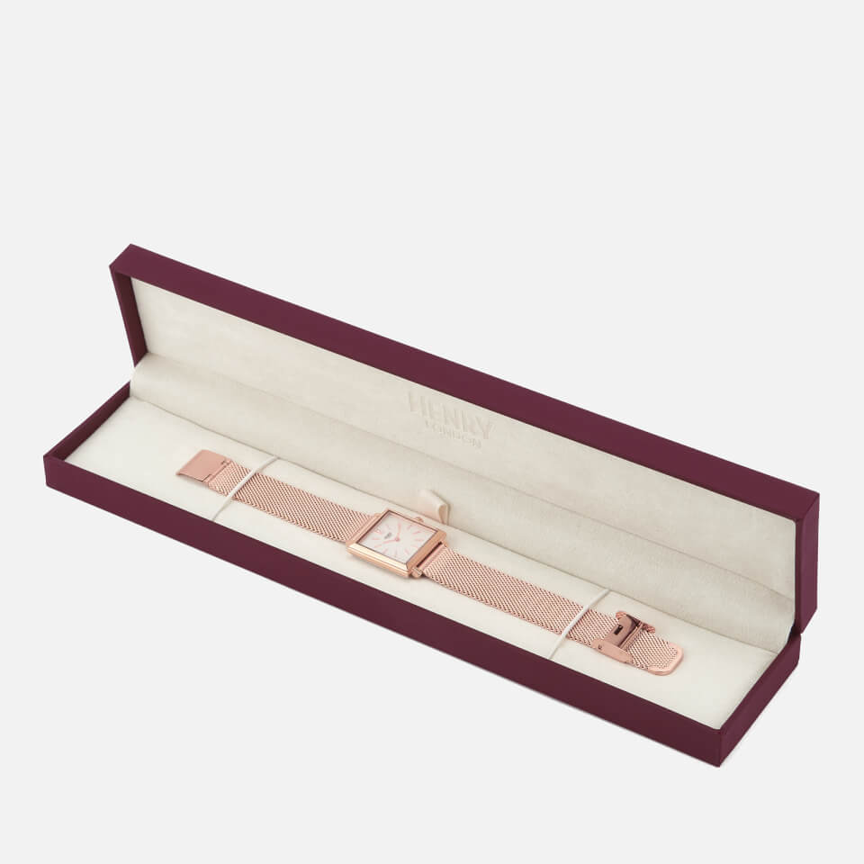 Henry London Women's Heritage Square Link Watch - Rose Gold