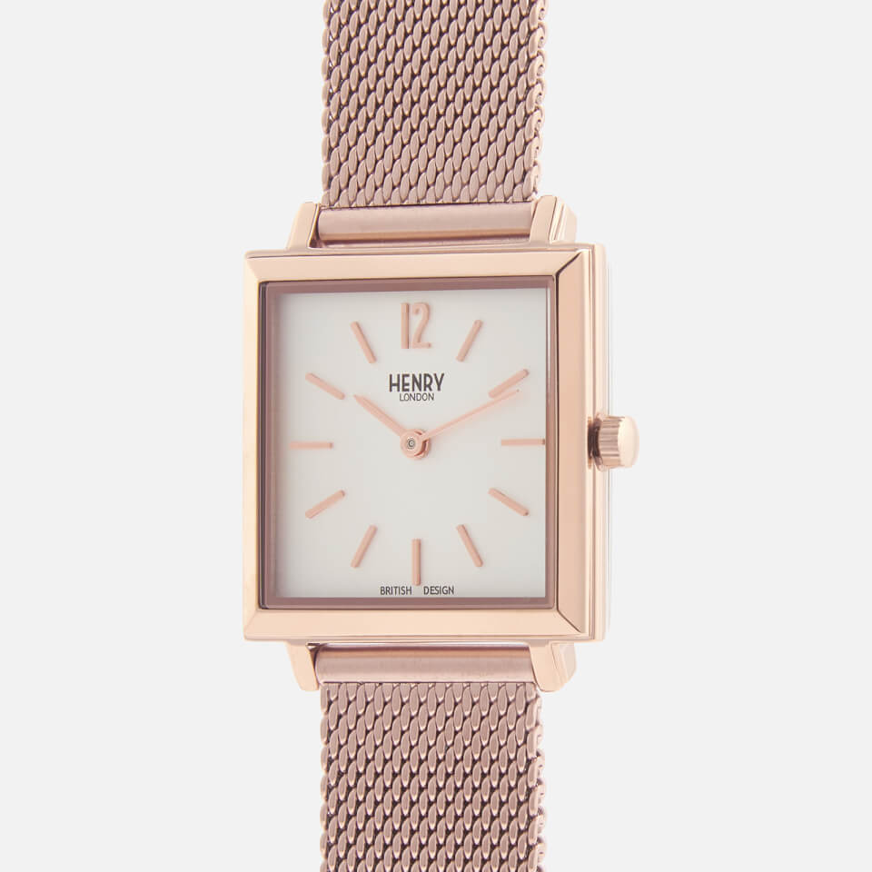 Henry London Women's Heritage Square Link Watch - Rose Gold