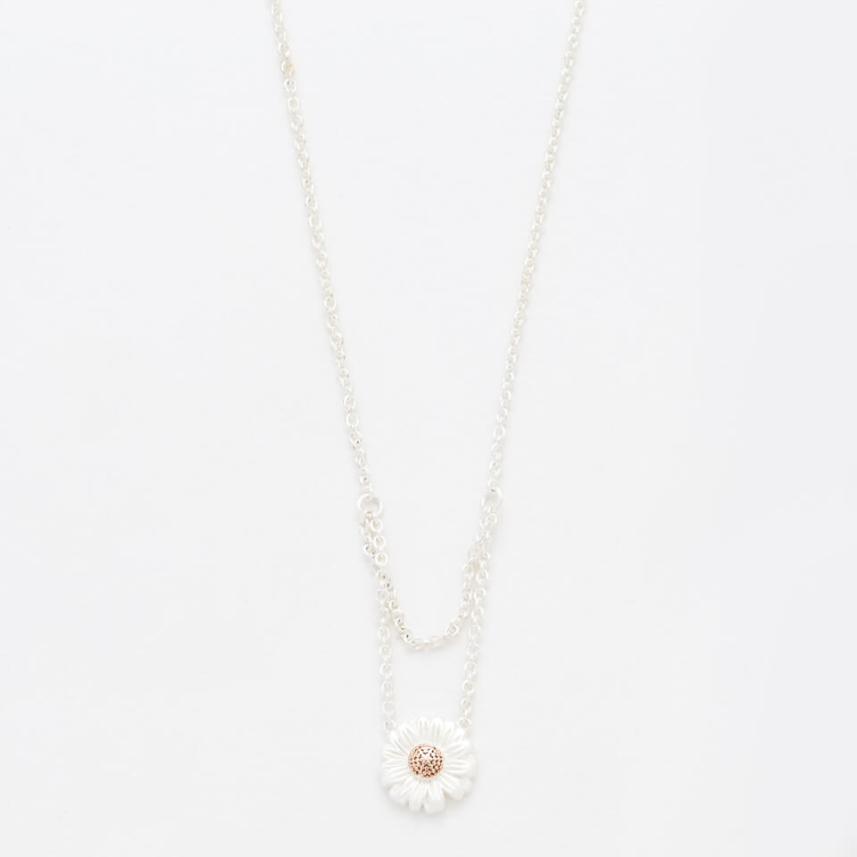 Olivia Burton Women's Daisy Drop Necklace - Silver and Rose Gold