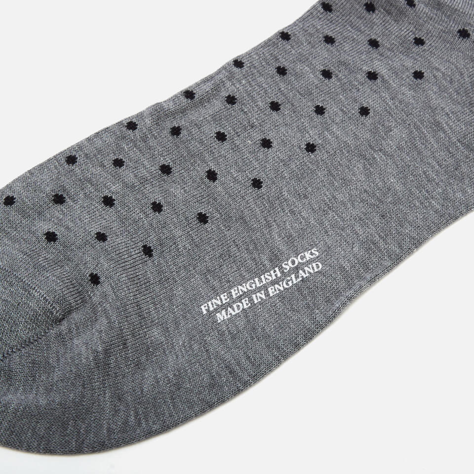 Pantherella Men's Streatham All Over Spot Cotton Socks - Mid Grey