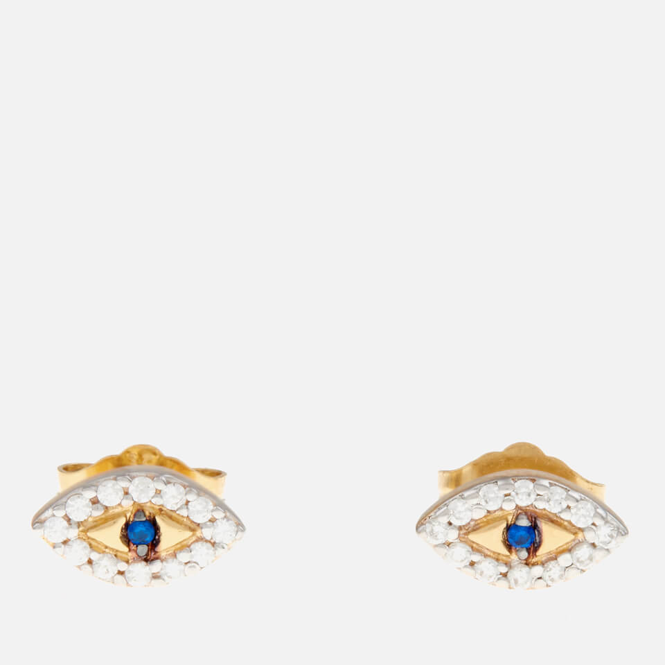 Missoma Women's Evil Eye Studs - Blue/Gold