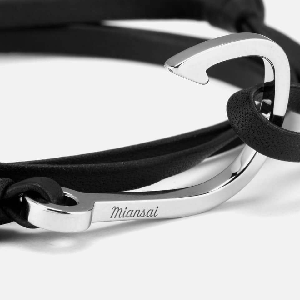 Miansai Men's Leather Bracelet with Silver Hook - Black
